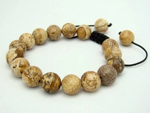 Pulsera de macramé de piedras preciosas para hombre y mujer todas las cuentas de jaspe imagen de 10 mm - Imagen 1 de 1