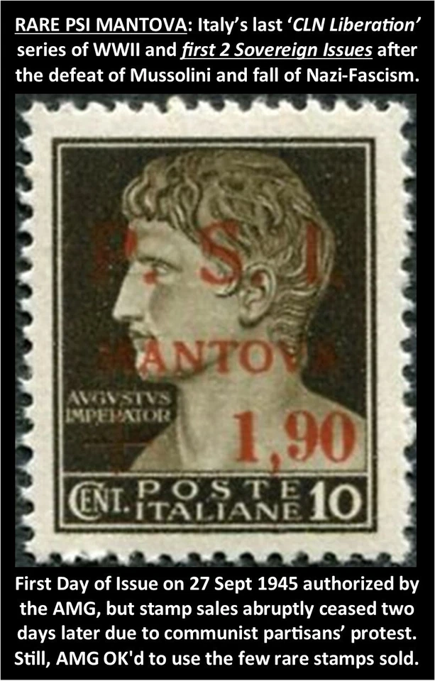 PSI MANTOVA 10c Italia primera edición CIUDAD después de CAÍDA DEL FASCISMO - MNH/OG 1945 (255) Foto 1 de 4