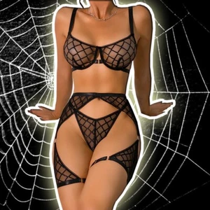 Sexy Women's Lingerie Lace Bra Thong Set Babydoll Sleepwear Underwear Nightwear - Picture 1 of 18