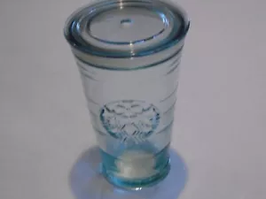 STARBUCK SIREN GREEN RECYCLED 16 0Z. GLASS WITH LID - Picture 1 of 4