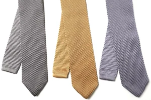 Knitted tie Broni & Bo Pointed tip NEW choose a colour Lilac Gold or Grey retro - Picture 1 of 5