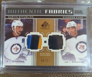 2011-12 SP Game Used Authentic Fabrics Dual Patches #AF2BK Dustin Byfuglien...