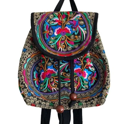 Mochila bordada vintage multicolorida pequena 11x9 - Imagem 1 de 4