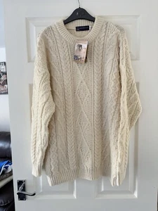 J M Cooper Knitwear Herren Aran Fisherman’s Wollpullover Grobstrick Große L - Bild 1 von 11