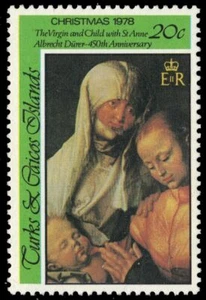 TURKS and CAICOS 376 - "Virgin and Child with St. Anne" by Durer (pa94247) - Picture 1 of 1