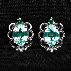 Seafoam Green Paraiba Tourmaline 3.50Ct 925 Sterling Silver Handmade Earrings - Picture 1 of 5