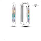 Sparkling Multicolour Pave Link Hoop Earrings S925