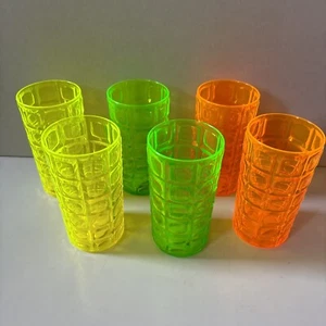 Longdrinkbecher Leuchtfarben 6er SetSonja PLASTIC Retro Becher DDR Kultartikel - Picture 1 of 7