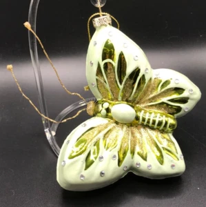 SCHMETTERLING mundgeblasen grün Glas Weihnachtsschmuck - Bild 1 von 6