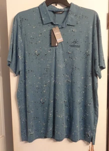 Travis Mathew SPLATTER PRINT NO LOGO Polo Mens Size EXTRA LARGE BLUE NWT - Picture 1 of 2