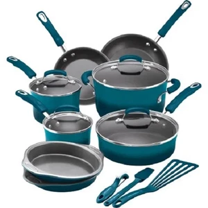 Juego de ollas y sartenes antiadherentes de 15 piezas/juego de utensilios de cocina, azul marino - Imagen 1 de 11