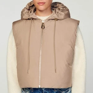Sandro Paris Women's Jacket Size 36 FR / S Sleeveless Hooded Puffer SFPOU00583 - Picture 1 of 11