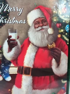 Christmas Santa Claus Eating Cookies Greeting 10 Cards & Envelopes 5 X 7 Inches - Picture 1 of 4