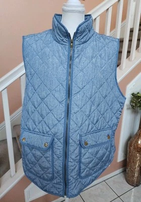 Colete acolchoado ARTISAN NY azul aparência de cambraia com zíper frontal tamanho 3X com bolsos  - Imagem 1 de 4