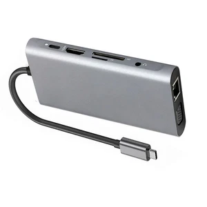 10 in 1 Hub Laptop Dock Station Type C HDMI VGA RJ45 PD Multi USB 3.0 Adapter - Picture 1 of 7