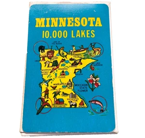 Vintage Minnesota 10.000 Lakes Souvenir Spielkarten State Map Made Hong Kong - Bild 1 von 16