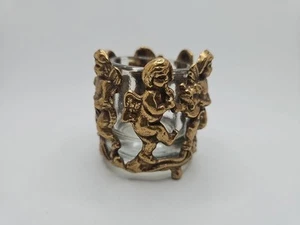 Vintage Brass Cherub Candle Holder With Votive Cup Regency - Picture 1 of 8