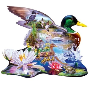 MasterPieces Shaped Jigsaw Puzzle;  Woodland Ducks;  500 pieces - Picture 1 of 3