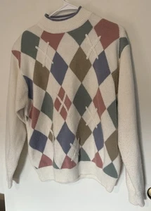Alfred Dunner Vintage Sweater White Checkered Size XL Fits Like Large - Picture 1 of 7