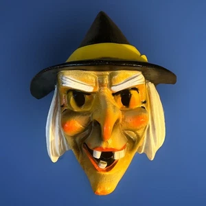 Vtg Halloween Plastic Face Mask Witch Van Dam RARE France - Picture 1 of 4
