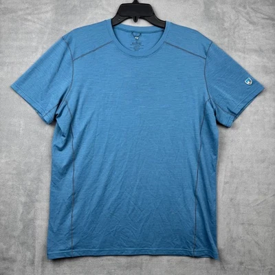 KUHL мужской большой синий мериносовой шерсти смесь коротким рукавом ворота футболка открытый - Изображение 1 из 4