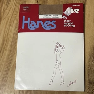 1PR VINTAGE HANES ALIVE RHT SUPPORT SHEER NYLON STOCKINGS 10 1/2-11 LONG LITTLE - Picture 1 of 1