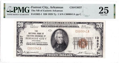 $20 1929 T1 National FORREST CITY Arkansas AR 🇺🇸 Mega Rare! 🇺🇸 Best Known! - Image 1 of 2