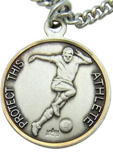 MRT Saint St Sebastian Male Medal Soccer Sterling Silver w Chain Boxed 1" Gift - Picture 1 of 1