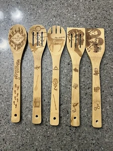 Juego de 5 cuchara y espátula de madera de bambú Harry Potter - Imagen 1 de 6