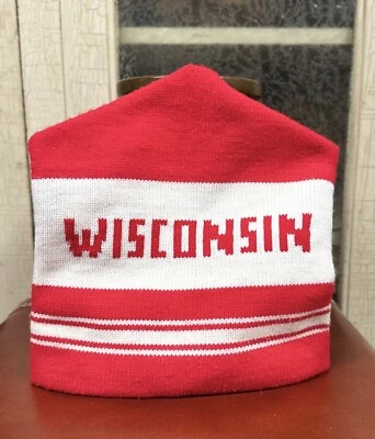 Винтажный Wisconsin Beanie UW красный чулок крышка шляпа Toque  - Изображение 1 из 4