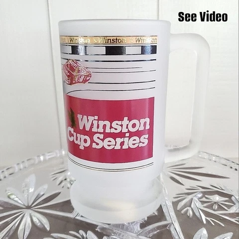 Vintage Winston Cup Series Frosted Mug NASCAR VTG Racing 24K Gold Cover