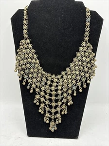 Chain Mail Necklace Vintage Long Indian 20's Gypsy Bell Boho Statement Festival - Picture 1 of 8