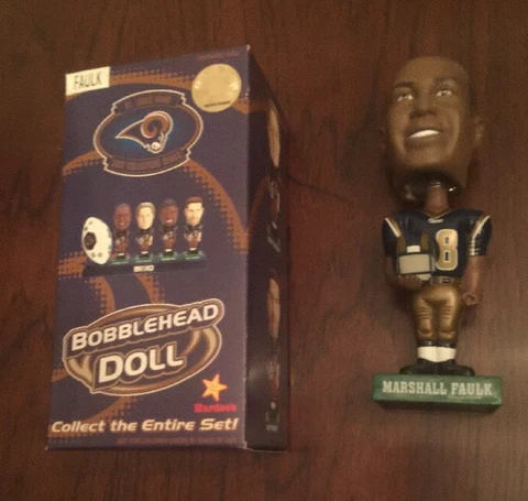 Marshall Faulk 28 St. Louis Rams 7" Bobblehead Doll, 2002 Hardee's Issued Cover