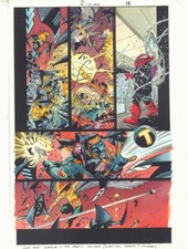 JSA #41 p.18 Color Guide Art - Mr. Terrific, Hourman, Hawkgirl by John Kalisz