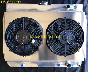 CHAMPION 3 ROW RADIATOR SHROUD & 12" FANS 63 64 65 66 67 68 CHEVY IMPALA LS SWAP - Picture 1 of 3