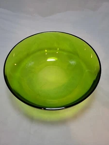 Vintage 9 inch Lalique Green Glass Uni Pattern Bowl - Crystal Cristal - Picture 1 of 6