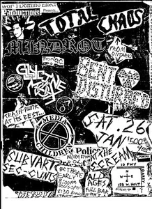 Bent And Disturbed  Total Chaos  MindRot Flyer Jan 26, 1991 Scream Pomona CA - Picture 1 of 1