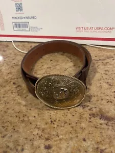 MONTANA SILVERSMITH LETTER J BELT BUCKLE SILVER PLATE Size 34 - Picture 1 of 6