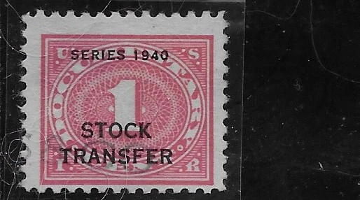 US Scott RD42, Revenue, Stock Transfer, 1 Cent, Series of 1940, Used, NG, F/VF - Image 1 of 1
