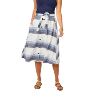 Carve Designs Blue Striped Organic Cotton Amaya Midi Skirt L - Picture 1 of 5