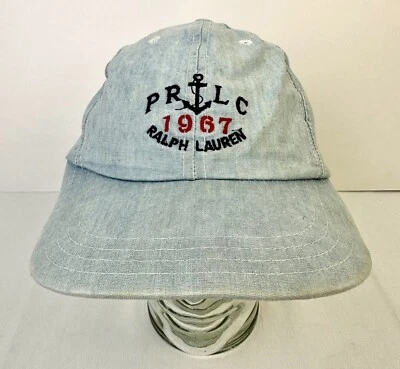Boné raro vintage POLO RALPH LAUREN Chambray Strapback anos 90 feito nos EUA - Imagem 1 de 4