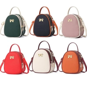 Women Girls Bow Tie Accented Small Crossbody Purse Waterproof Shoulder Mini Bag - Picture 1 of 7