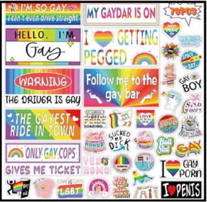 76 PIEZAS Original Divertido Broma Parachoques Pegatinas, Divertidas Pegatinas Gay LGBT para Vehículo - Imagen 1 de 5