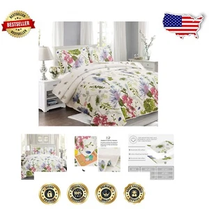 Reversible Floral Quilts Set King Size – Cozy Microfiber Bedding for All Seasons - Picture 1 of 9
