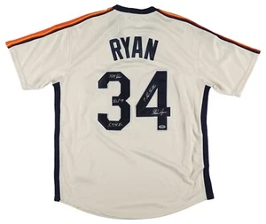 Nolan Ryan Signed Inscribed Mitchell & Ness Houston Astros STAT Jersey PSA DNA - Picture 1 of 3