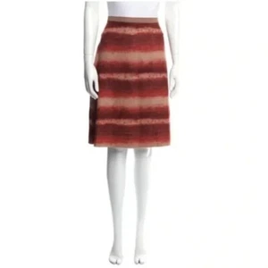 Prada Silk Knee Length Skirt in Burnt Orange and Brown, Size 8 - Picture 1 of 6