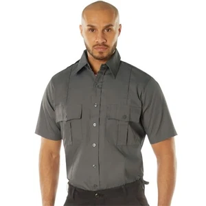 Uniform Short Sleeve Shirt Men's Official Duty 2 Pocket Epaulets Police Security - Picture 1 of 25
