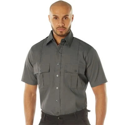 Uniform Short Sleeve Shirt Men's Official Duty 2 Pocket Epaulets Police Security - Image 1 of 4
