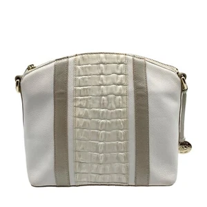Brahmin White and Macaroon Lady Vineyard Croc Embossed Mini Duxbury Bag - Picture 1 of 12