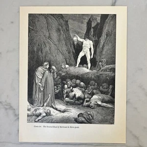 Vintage Gustave Dore Art Print Engraving Dante's Canto 28 Severed Head Speaks - Picture 1 of 1